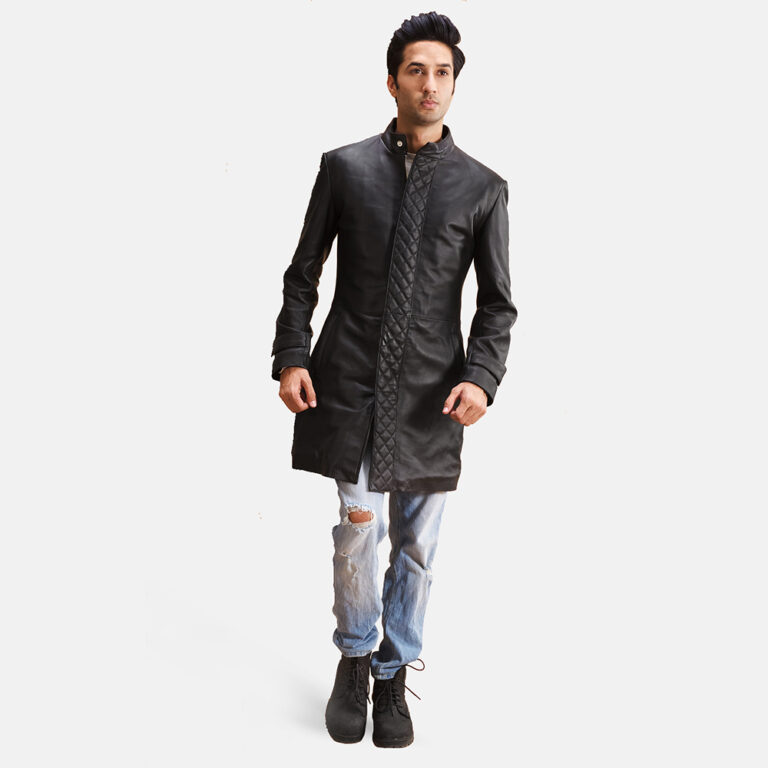 Mens Midlander Quilted Black Leather Coat 2-1493453560002